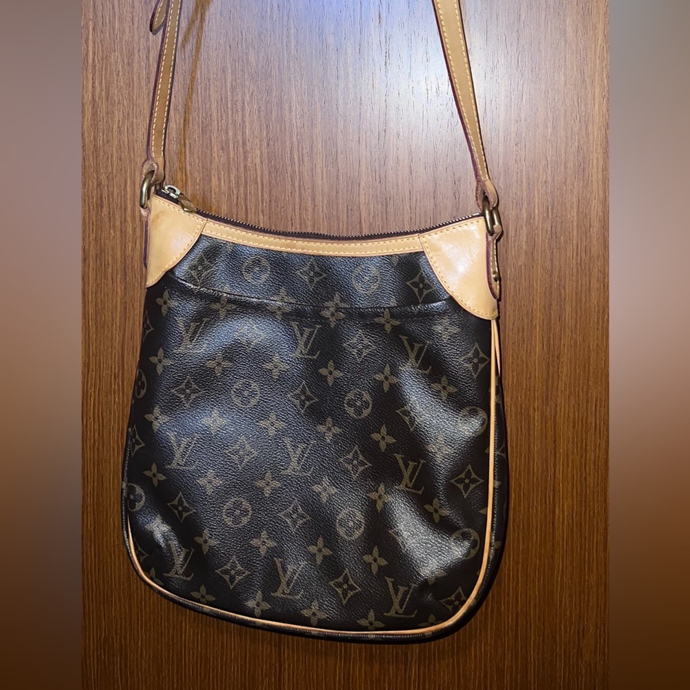 Louis Vuitton Brown and Tan Monogram Crossbody Bag with Gold Hardware